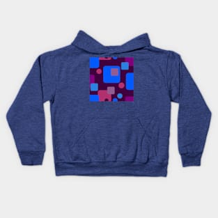 Retro Abstract Dream Space Blue Mauve Pink on Plum Kids Hoodie